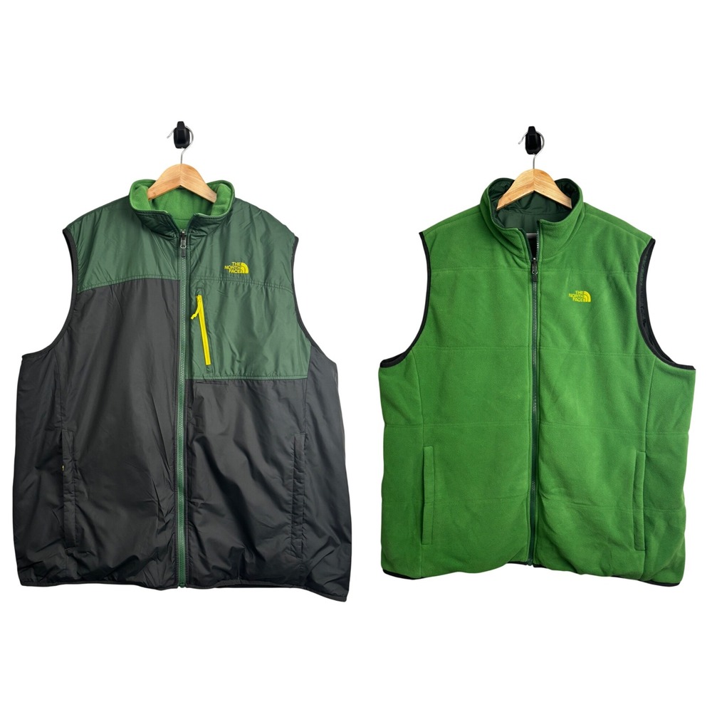 The North Face Men's Trinity Reversible Fleece Vest Green Black Size XXL